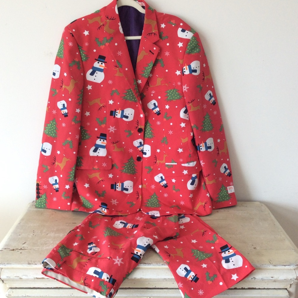 Opposuits Christmas Suit – Red Holiday Print (US 48)